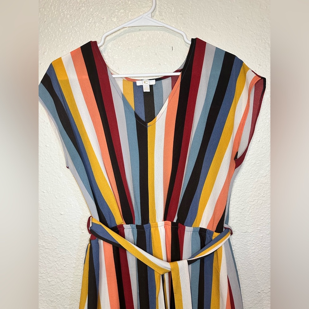 Midi c brand dress, women’s small, good quality,  worn once, multicolored w/belt